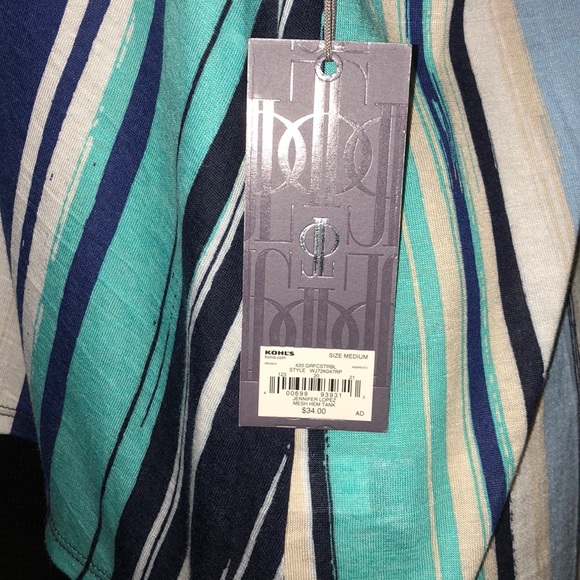 ❌SOLD❌🦋B2G1🦋NWT J Lo Mesh Hem Striped Tank MED - Picture 8 of 8